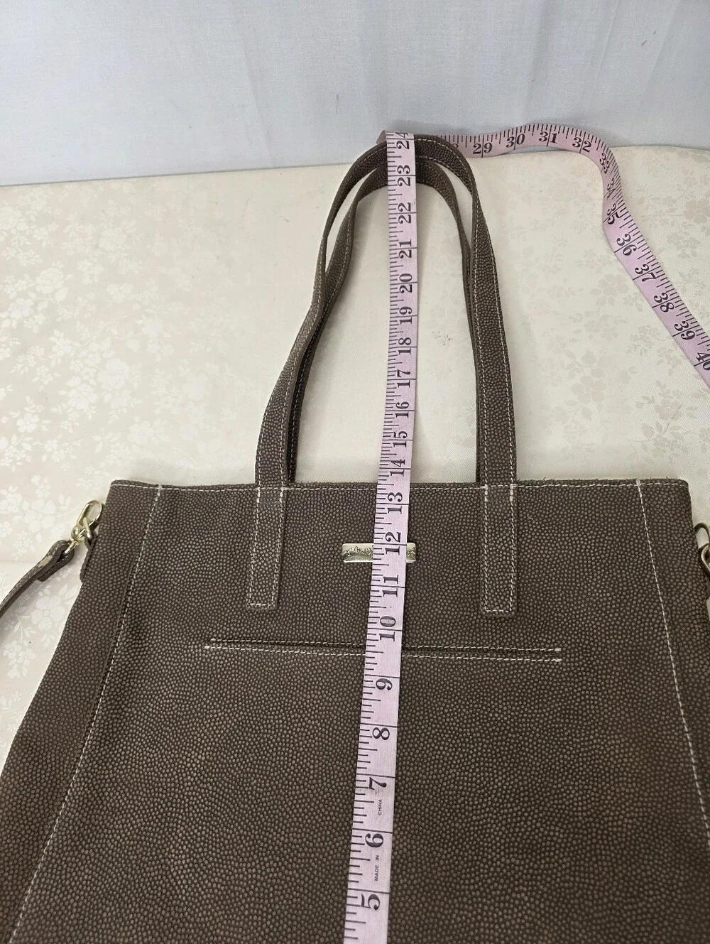 Planner Perfect Brown Textured Leather Tote Bag Crossbody Shoulder Travel Purse